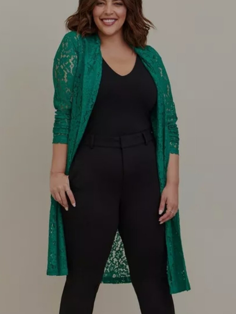Torrid Green Lace Unlined Trench Coat Long Duster